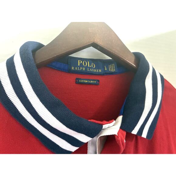 Polo Ralph Lauren Slim Fit Red Striped Mesh Polo (Men’s L) - Picture 4 of 12